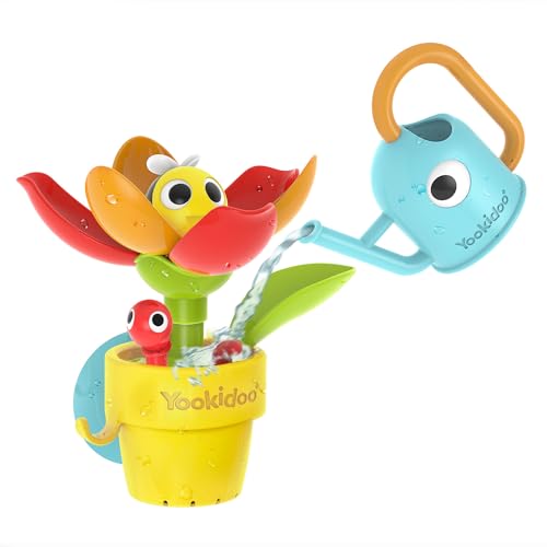 YOOKIDOO 40221 – Baby Bath Toy Garden Theme – Bath and Shower Game – Watering Can, Flower, Water Game – Baby Gift from 18 Months