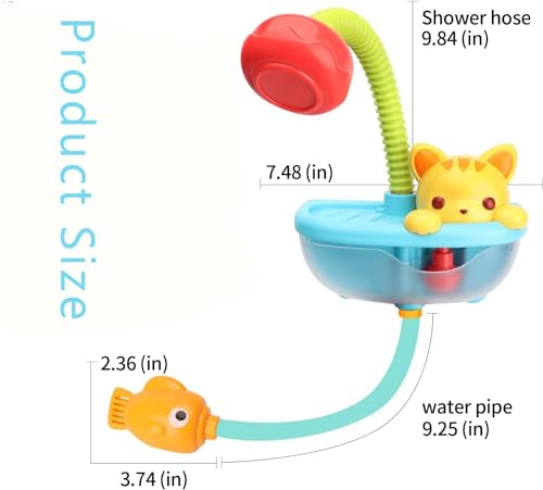 Azonee Baby Bath Toy with Shower Head, Cat Water Spray Squirt Shower Faucet and Automatic Bubble,Bathtub Water Pump Summer Essentials for Toddlers and Kids