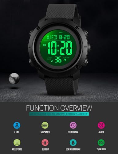 Boys Watch Digital Sports Waterproof Military Back Light Teenager Watch (Age for 11-15) 1426