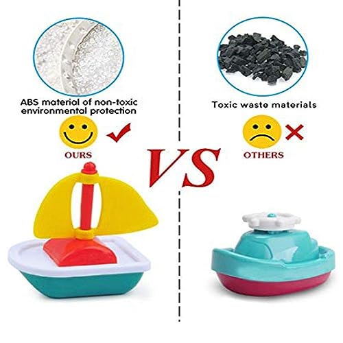 Azonee Baby Bath Toys, 4 Pcs Little Boat Train Bath Toy, Bath Toys Bathtime Floating Boat Plastic Ship Model for Toddlers Kids, Birthday Gift for Kids