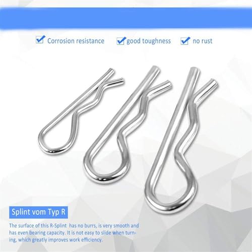 THE WHITE SHOP 180Pcs Cotter Pins Assortment Kit,Hair Pin R Clips,Heavy Duty R Clips Retaining Pins,Stainless Steel Locking Cotter Hitch Pins for Trucks Tow Bar Tractors Mower Carts.