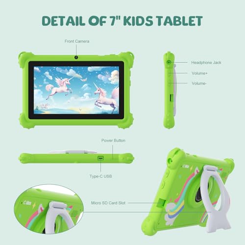 C idea 7 inch Kids Tablet,Android 12 Tablets for Kids,6GB RAM? ROM,Smart Tablet PC for Gift,CM88 (Green)