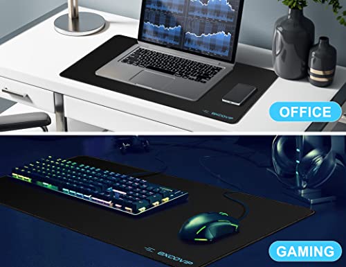 EXCOVIP Gaming Mouse Pad XL, Extended Table Mat Desk Pad For Computer & Laptop Keyboard Accessories Rubber Mice Pads Non-Slip Black Stitched Edges -23.5x11.6"