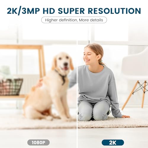 Littleelf Security Camera Indoor, 2K Pet Dog Cameras House Security with APP, Baby Monitor with Motion/Crying Detection, WiFi Camera with 2-Way Audio, 360°Home Security Cameras works with Alexa