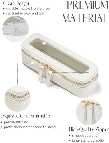 Small Cosmetic Bag for Purse Mini Makeup Bag for School Cute Clear Make Up Pouch for Travel Tiny Leather White Make Up Organizer Case for Backpack Toiletry Bag Waterproof Square Pouch with Zipper