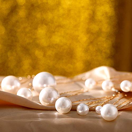 Yplun 18 Pcs Wedding Pearl Hair Pins - Bridal Pearl Rhinestone Hair Pins - Hair Accessories for Bride Bridesmaid Women Girls (Gold)