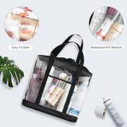onemoky Travel Toiletry Bag, Clear Makeup Bag for Women, TSA Approved Toiletry Bag, Waterproof Clear Bag Cosmetic Pouch, Transparent Makeup Organizer, Carry on Airport Airline Compliant, Beige