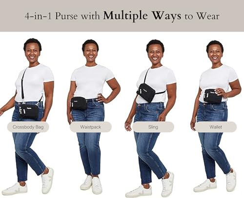 Baggallini Women's Triple Zip Small Convertible Crossbody Fannypack Belt Bag-Lightweight Water-Resistant