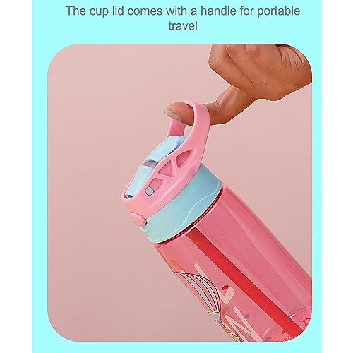 X spring Water Bottle for Kids School, Plastic BPA free Bottle, Cute Girls Water Bottles for School, Nursery Straw Cup, Creative Duck Beak Plastic Water Bottles, 480ML Portable Leakproof Bottle