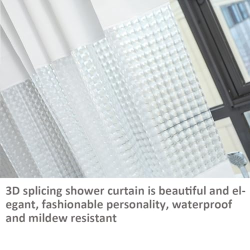 Waterproof Shower Curtain,180x200cm Mildew Proof Bathroom Curtains with 12 Hooks (white)