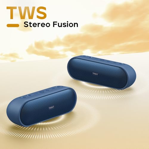 Tribit XSound Plus2 30W 5.3 Bluetooth Wireless Speakers,Powerful Louder Stereo Sound with Bass-enhanced XBass Function,24H Playtime,IPX7 Waterproof,Built in Mic,150ft BT Range for Home/Outdoor (Blue)