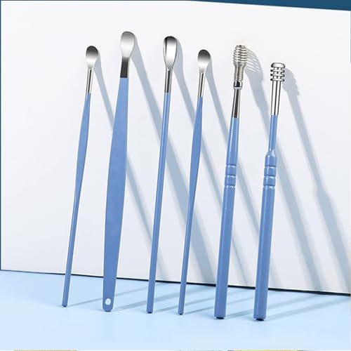 Tazweeq 6 Pcs Ear Pick Earwax Removal Kit, Ear Cleansing Tool Set, 360° Spiral Design Ear Canal Cleaner Stainless Steel, with a Storage Box Portable Kit for Home and Travel