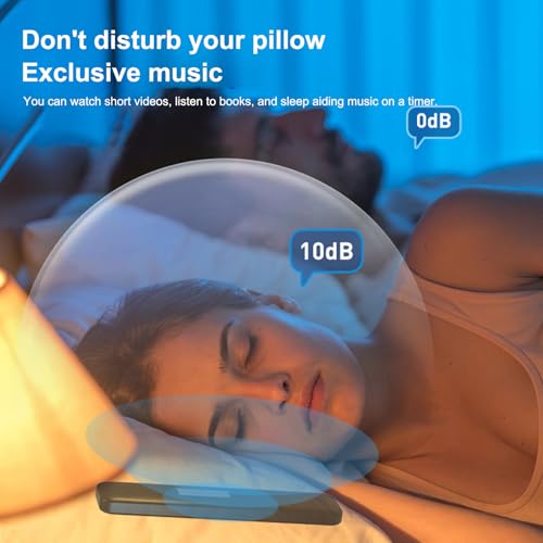 Pillow Speaker, Bone Conduction Cordless Bluetooth Music Sleep Speaker, Sleep Aid Speaker with 300mAh Battery, Supports Memory Card Playback, Timing Function (Black)