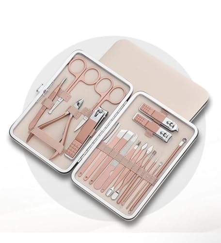 NALACAL Manicure Set Nail Clippers Pedicure Kit -18 Pieces Stainless Steel Manicure Kit, Professional Grooming Kits, Nail Care Tools with Luxurious Travel Case pink