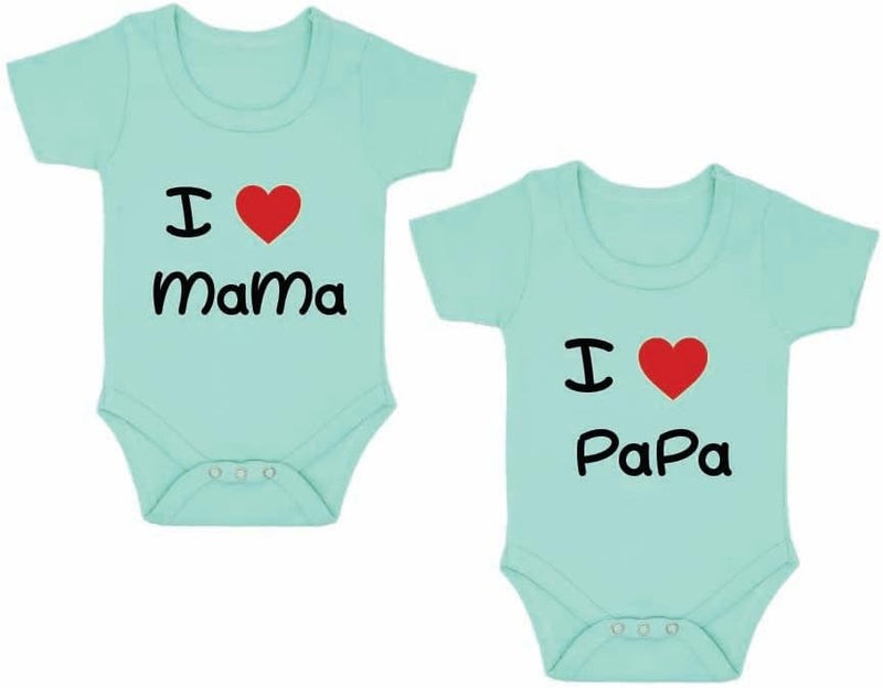 Pack of 2 Unisex Baby Romper with Mama and Papa Printed Design for Newborns,Infants, Toddlers Short Sleeve Jumpsuit Snap Closure for Easy Diaper Changes Ideal for Baby Shower
