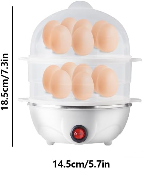 FDTY 1pcs Electric Egg Cooker,Double Layers Egg Cooker,14 Egg Capacity,for Poached,Omelets and Steamed Dumplings,350W,5.7 * 7.3 in,White