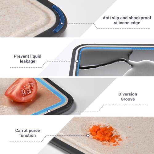 ?Stainless Steel Cutting Board -24.5X35.5-304 Stainless Steel - Antibacterial - Leak-proof - Premium Packaging - Eco-friendly, Food-grade Materials - Easy to Clean - Double-Sided - Wheat Straw