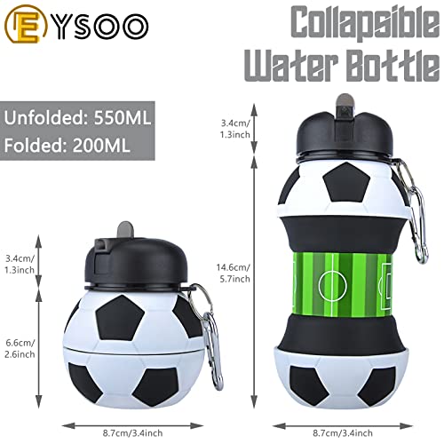 EYSOO Kids Water Bottle 550ml / 19oz Foldable Water Bottle BPA Free Silicone Sports Water Bottle for Gym Camping Hiking