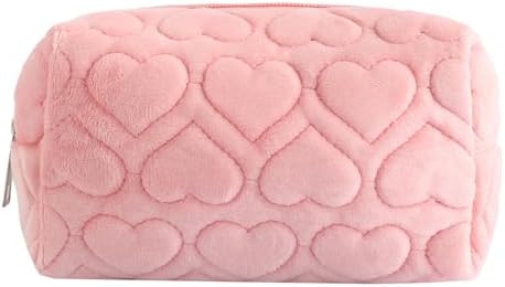 LYDZTION Plush Makeup Bag Cosmetic Bag for Women,Zipper Large Solid Color Travel Toiletry Bag Travel Make Up Toiletry Bag Washing Pouch, white