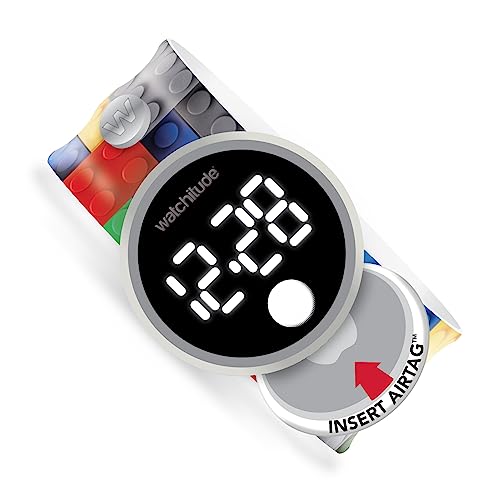 watchitude Tag’d Trackable Kids Digital Watch, Build Up - Compatible with Apple AirTag Application, 35mm White Display