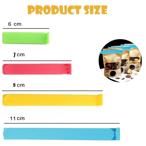 20Pcs Food Storage Bag Clips, Sealing Bag Clips in 4 Sizes Reusable Food Bag Clips Colorful Bag Sealing Clips