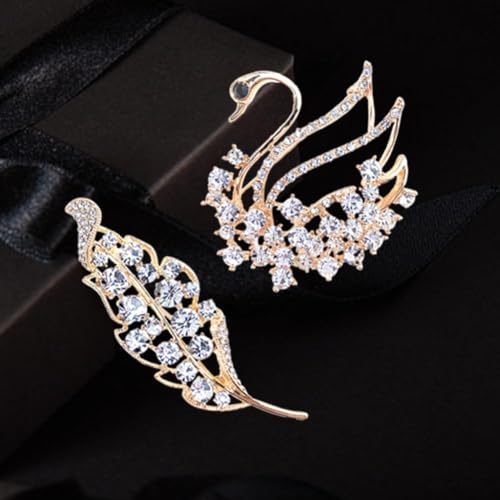 Azonee Brooch for Women, 4 PCS Brooch Flower Pins Rhinestone Fashion Brooch Elegant Leaf Brooches Jewellery Animal Pins for Women Clothes Collar Dress Scarf Shawl Decoration