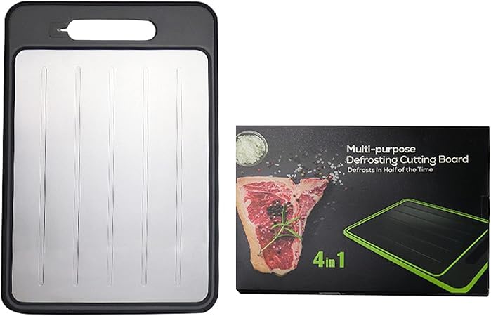4-in-1 Multipurpose Double-Sided chopping & cutting board with Defrosting Tray, Grater & Knife Sharpener (31.1 x 21 cm).