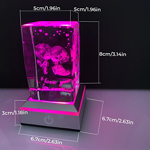 Trcousoa 3D Sweetheart Crystal Multicolor Night Light Mood Light,I Love You Gifts Ideas for Girlfriend Wife Mum Her Women, Christmas Anniversary Valentines Birthday Wedding Unique Special Presents