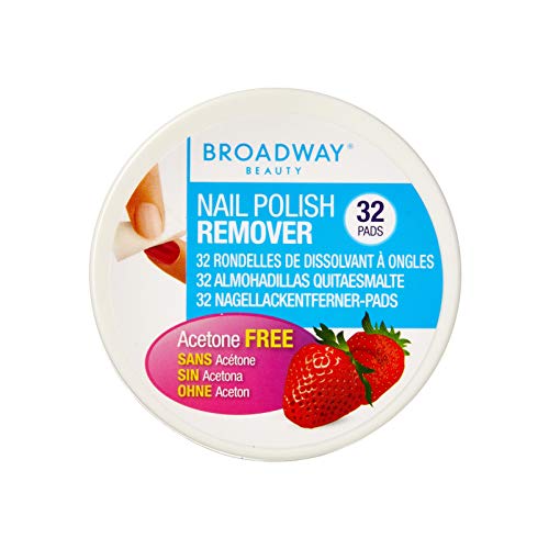 Broadway nail polish remover pads, strawberry scented 36b, 32 Pads ,Pack of 1