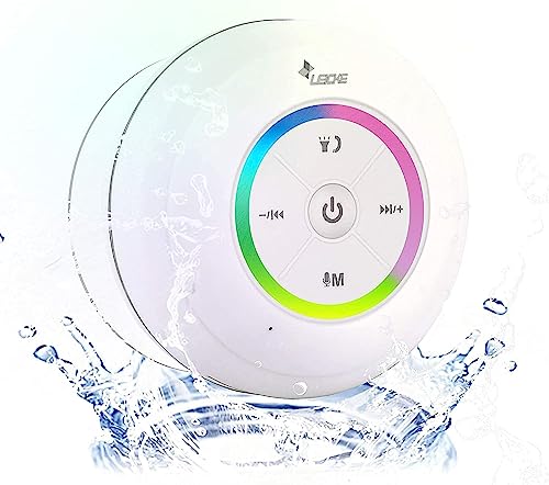 LEICKE Bluetooth Shower Speaker, Bluetooth Speaker Shower, Dust/Steam/Waterproof Shower Speaker with Suction Cup, Small Portable Wireless Speaker for Bathroom, Beach, Sauna, etc.