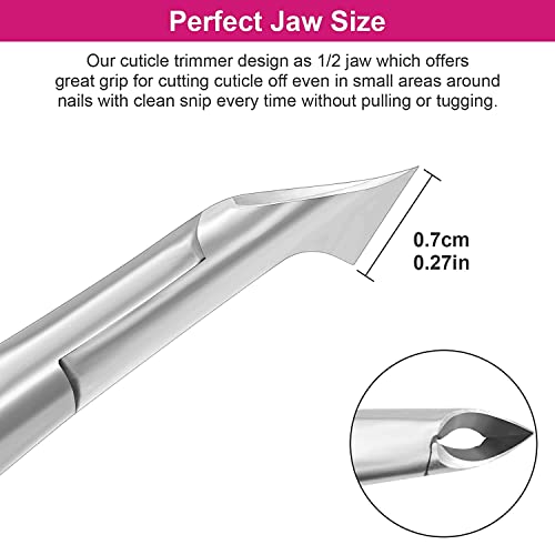 Azonee Professional Cuticle Trimmer Remover Tools, Non-slip Silicone Handle Stainless Steel Alicates Para Manicura Profesional for Dry Skin (Rose)