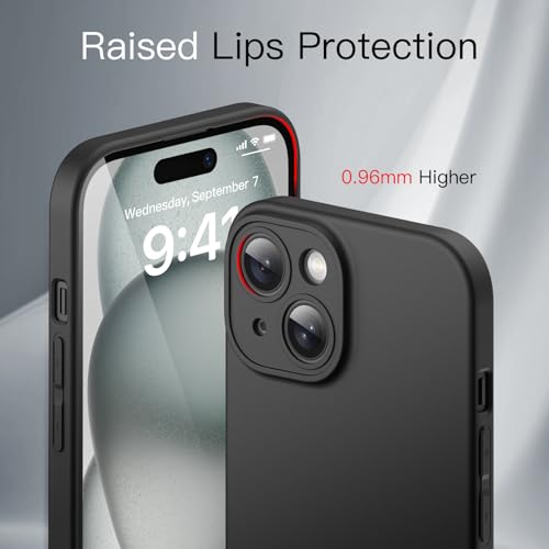 JETech Slim Case for iPhone 15 Plus 6.7-Inch with Camera Lens Full Cover Protection, Ultra-Thin Lightweight Matte Finish Minimalist Protective Phone Cover (Black)