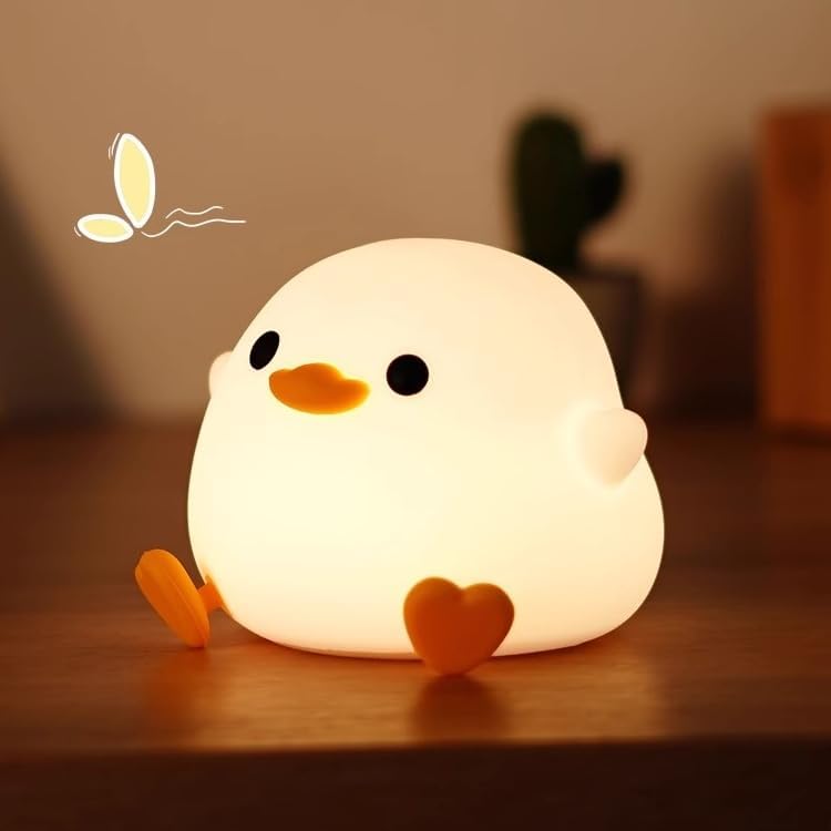 DoDo Duck Night Light, Cute Duck Lamp, Soft Silicone Dimmable Nursery Night Light, Touch Control & Rechargeable Night Lamp for Girls & Boys Bedroom, Living Room - Duck Shape