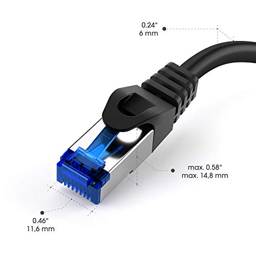KabelDirekt – 20m – Ethernet, patch & network cable (transfers gigabit internet speed, ideal for 1Gbps networks/LANs, routers, modems, switches, RJ45 plug (silver), black)