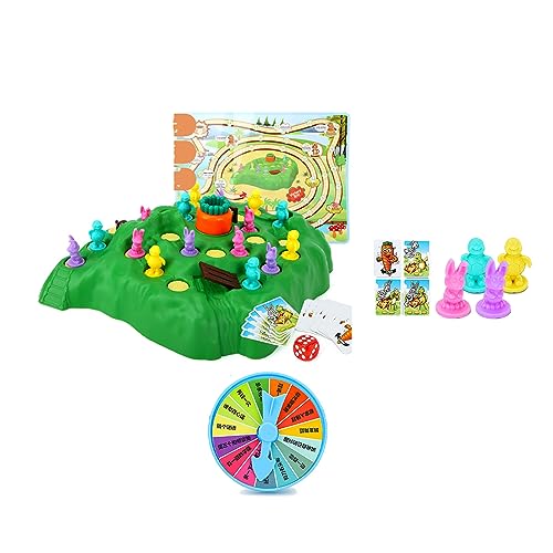 Cryfokt Tortoise Hare Trap Competitive Board Game, Family Game for Ages 3-10, 16 Bunnies, 48 Cards, 1 Map, 1 Dice, 1 Punishment Board