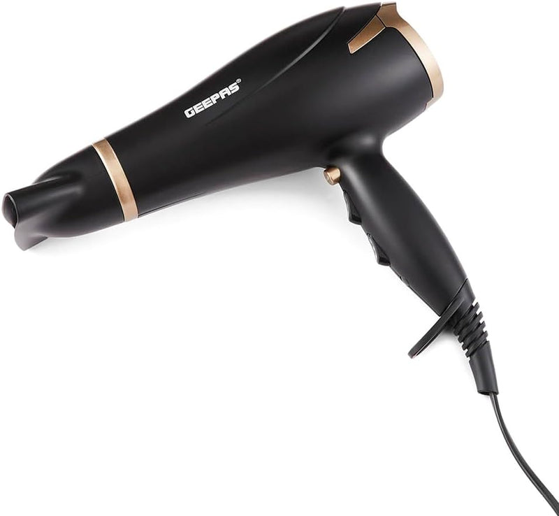 Geepas GH8643 Hair Dryer - 2-Speed & 3 Temperature Settings 2200W Cool Shot Function For Frizz Free Shine Detachable Cap- 2 Years Warranty