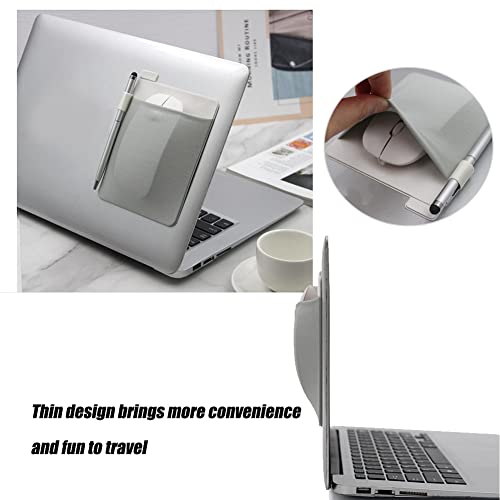 RIVEENY Pocket Pouch for Laptop with Reusable Adhesive，Pouch Holder for Computer Accessories，Self-Adhesive Mouse Headset Storage Bag for Portable External USB Cable,Apple Magic Mouse