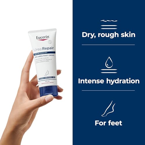 Eucerin UreaRepair Plus 10% Urea Foot Cream with Ceramide, Smoothes Callouses and Thickened Heels, Feet Care for Very Dry, Suitable for Mature & Diabetic Skin, 100ml