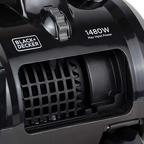 BLACK+DECKER Multi-Cyclonic Bagless Vacuum Cleaner, 1480W, 1.8L Capacity, 6-Stage Filtration, Variable Speed, 143 Air Watts, 5m Cable, Includes Brushes, Powerful & Efficient, Black - VM1480-B5