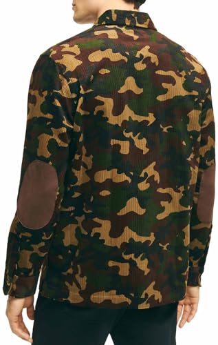 Brooks Brothers mens Medium Wale Corduroy Camo Shirt Jacket Button Down Shirt