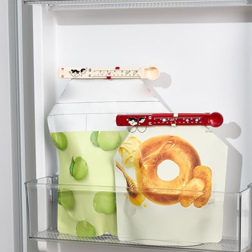Bag Clips for Food - 6X Food Bag Clips - Non-Slip Measurement Markings Sealing Storage Fresh-Keeping Reusable Resealing for Snack Home Organization Pantry Workshop