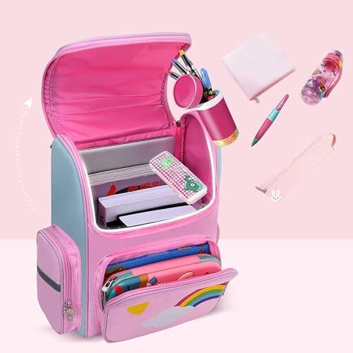 BAOLY Unicorn Backpacks for Kids, Lightweight Pink School Backpack for Girl, Durable & Waterproof Schoolbag, Student Backpack Bag and Primary Kids Backpack 16inch for 5 6 7 8-10 Years Old