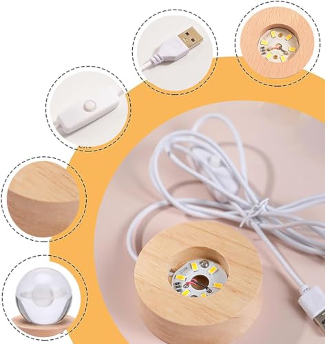Aowin 3D Crystal Ball Night Light Galaxy Crystal Lamp LED Light with Wooden Base Glass Ball,Home Decoration Ornament,Birthday Gift for Girlfriend,Kids Crystal Ball Lamp,Warm Nightlight - Solar System