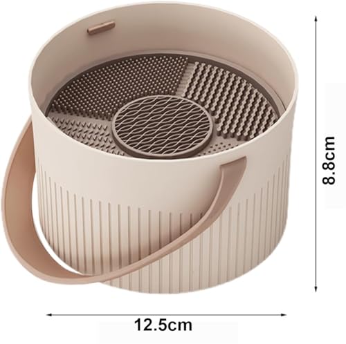 STAYOUNG Makeup Brush Scrubber - 2 in 1 Portable Makeup Brush Cleaner, Silicone Makeup Brush Cleaner for Clean and Dry Makeup Brush, Portable Washing Tool for Makeup Brush, Sponge, Puff (Khaki)