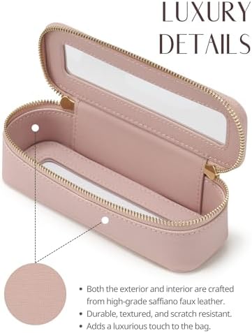 Small Cosmetic Bag for Purse Mini Makeup Bag for School Cute Clear Make Up Pouch for Travel Tiny Leather White Make Up Organizer Case for Backpack Toiletry Bag Waterproof Square Pouch with Zipper