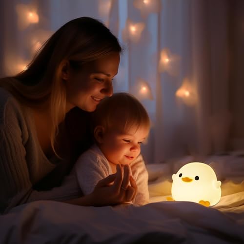 KOWVOWZ Duck Night Light, Dimmable DoDo Duck Lamp, Cute Duck Silicone lamp Touch Control USB Rechargeable for Kids Room Creative Decor Gift