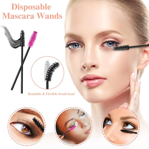 KASTWAVE 250 PCS Disposable Makeup Applicators Tools Kit, Makeup Artist Must Haves 50 Disposable Eyeliner Brushes 100 Mascara Wands 100 Lipstick Applicators for Christmas Gifts Mother's Day Gifts