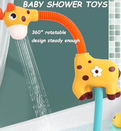 TOYBY Baby Bath Toys, Automatic Shower Head & Sprayer with Hose for Bathtub Water Play, Hand Shower for Toddlers Ages 1-3