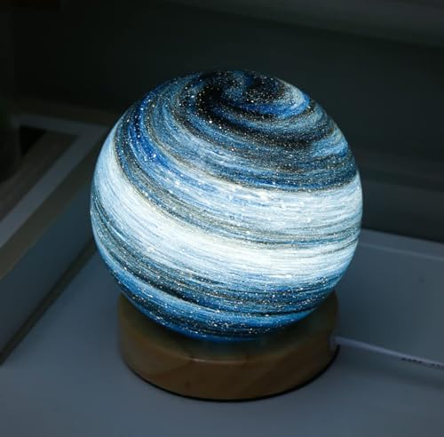 Night Galaxy Lamp, Kids Moon Light Decorative Star Lights with Wooden Stand, 3D Galaxy Moon Lights, Suitable as Night Lights Bedroom Decorations, Stocking Stuffers for Kids Adults Women