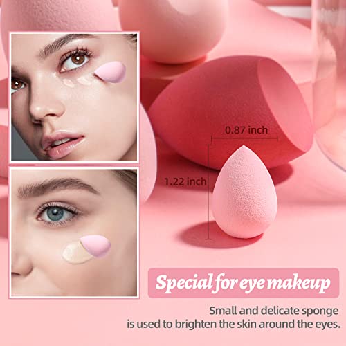 BS-MALL Makeup Sponge Set Blender Sponges 7 Pcs for Liquid, Cream, and Powder, Multi-colored with 1 Mini Makeup Sponge Pink (A-Pink)